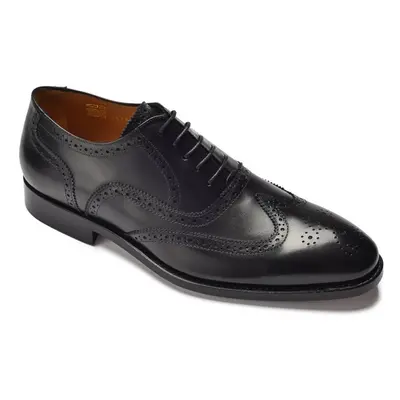 Eleganckie czarne skórzane buty męskie typu brogue 46