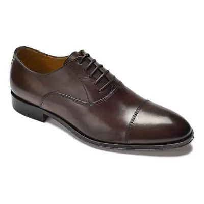 Eleganckie ciemne brązowe skórzane buty męskie typu Oxford 39,5