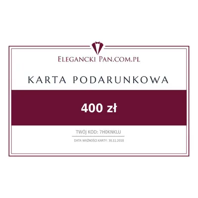 Karta podarunkowa do sklepu EleganckiPan.com.pl 400 zł