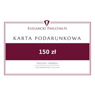 Karta podarunkowa do sklepu EleganckiPan.com.pl 150 zł