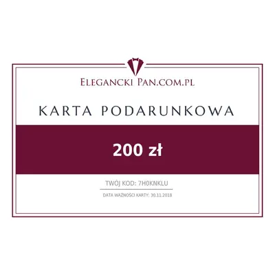 Karta podarunkowa do sklepu EleganckiPan.com.pl 200 zł