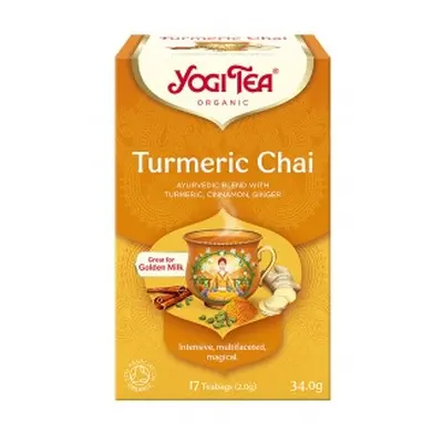 Herbata Ajurwedyjska TURMERIC CHAI Złoty Czaj z kurkumą  17 torebek Yogi Tea