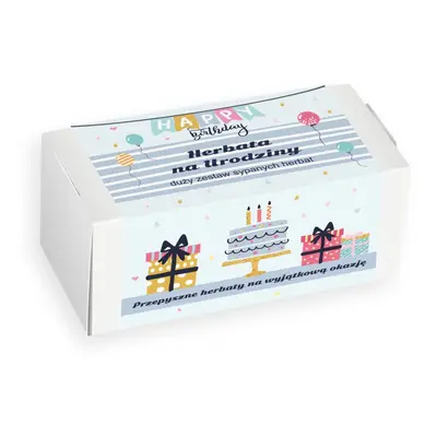 Gotowy zestaw prezentowy „Happy Birthday“ herbata sypana PREMIUM różne smaki 20szt. prezent upominek na urodziny dla chłopaka dz