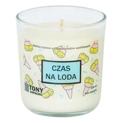Naturalna świeca sojowa Czas na Loda o zapachu wyrazistej wanilii, na prezent upominek podarunek na Dzień Chłopaka dla faceta mę