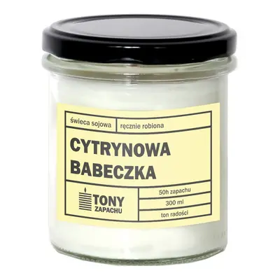 Świeca sojowa naturalna zapachowa CYTRYNOWA BABECZKA - najlepsza aromatyczna bezpieczna ręcznie 