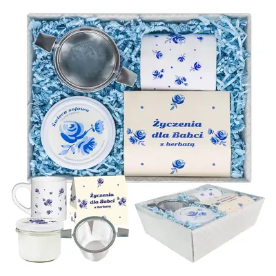 Gotowy zestaw prezentowy „Życzenia dla Babci” herbata sypana PREMIUM mix 5 smaków w saszetkach z