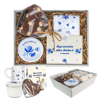 Gotowy zestaw prezentowy „Życzenia dla Babci” kawa aromatyzowana PREMIUM mix 5 saszetek kubek św