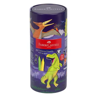 FLAMASTRY FABER-CASTELL CONNECTOR EDYCJA DINOZAURY, 20 KOLORÓW W OPAKOWANIU UPOMINKOWYM