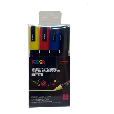 MARKER UNI POSCA PC-5M Z OKRĄGŁĄ ŚREDNIĄ KOŃCÓWKĄ, ZESTAW 4SZT