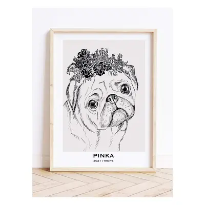 Prezent dla miłośnika psów- personalizowany plakat z psem (MOPS) 10x15cm