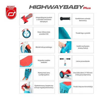 HIGHWAYBABY plus hulajnoga rowerek 2w1 pink