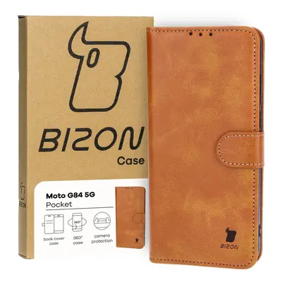 Etui z klapką Bizon Case Pocket do Motorola Moto G84 5G, brązowe