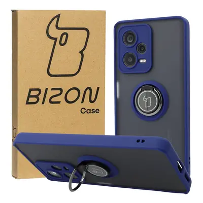 Etui z uchwytem na palec Bizon Case Hybrid Ring do Xiaomi Redmi Note 12 Pro+ 5G, przydymione z g