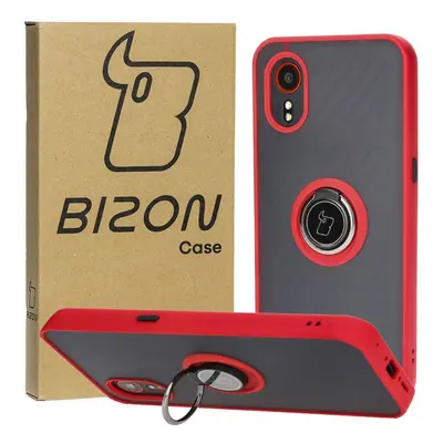 Etui z uchwytem na palec Bizon Case Hybrid Ring do Galaxy Xcover7, przydymione z czerwoną ramką