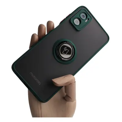 Etui z uchwytem na palec Bizon Case Hybrid Ring do Motorola Moto E22 / E22i, przydymione z ciemn