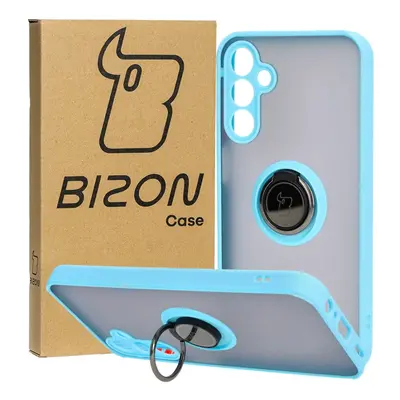 Etui z uchwytem na palec Bizon Case Hybrid Ring do Galaxy A15 5G/4G, przydymione z jasnoniebiesk