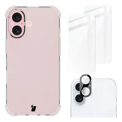 Etui + 2x szkło hartowane + szkiełko na obiektyw Bizon Case Clear Pack do iPhone 16