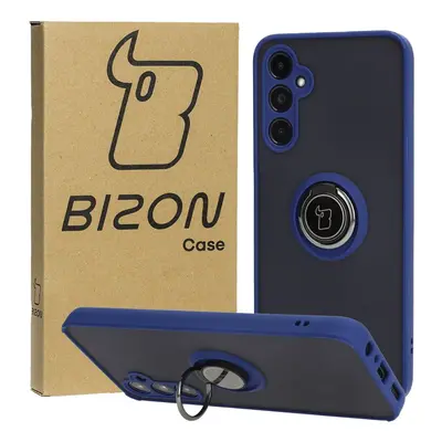 Etui z uchwytem na palec Bizon Case Hybrid Ring do Galaxy A05s, przydymione z granatową ramką