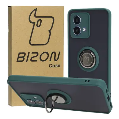 Etui z uchwytem na palec Bizon Case Hybrid Ring do Motorola Moto G84 5G, przydymione z ciemnozie