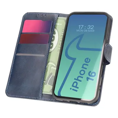 Etui z klapką Bizon Case Pocket do iPhone 16, granatowe