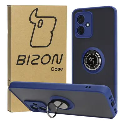 Etui z uchwytem na palec Bizon Case Hybrid Ring do Motorola Moto G54 5G, przydymione z granatową