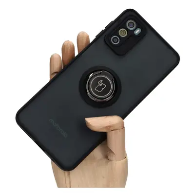 Etui z uchwytem na palec Bizon Case Hybrid Ring do Motorola Moto G42 , przydymione z czarną ramk