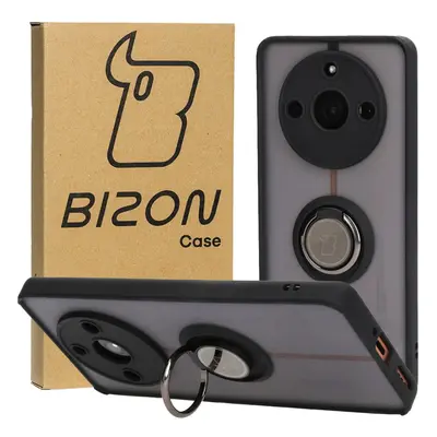 Etui z uchwytem na palec Bizon Case Hybrid Ring do Realme 11 Pro / 11 Pro+, przydymione z czarną