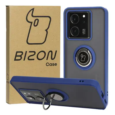 Etui z uchwytem na palec Bizon Case Hybrid Ring do Xiaomi 13T Pro / 13T, przydymione z granatową