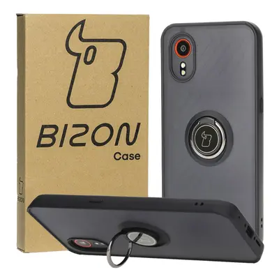 Etui z uchwytem na palec Bizon Case Hybrid Ring do Galaxy Xcover7, przydymione z czarną ramką