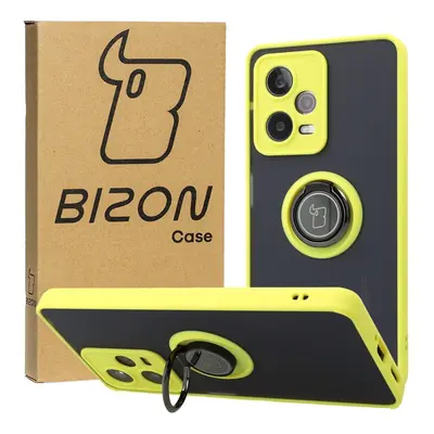 Etui z uchwytem na palec Bizon Case Hybrid Ring do Xiaomi Redmi Note 12 Pro 5G, przydymione z żó