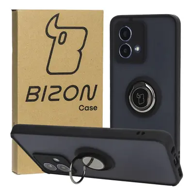 Etui z uchwytem na palec Bizon Case Hybrid Ring do Motorola Moto G84 5G, przydymione z czarną ra