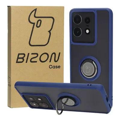 Etui z uchwytem na palec Bizon Case Hybrid Ring do Motorola Edge 50 Pro, przydymione z granatową