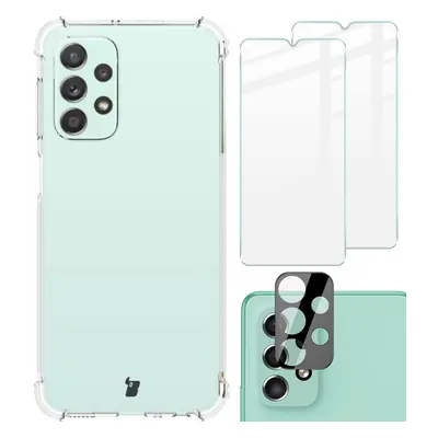 Etui + 2x szkło + obiektyw Bizon Case Clear Pack do Samsung Galaxy A23 5G/4G, przezroczyste