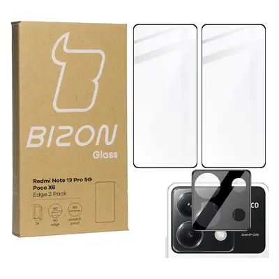 2x Szkło + szybka na aparat BIZON Edge 2 Pack do Xiaomi Poco X6 / Redmi Note 13 Pro 5G