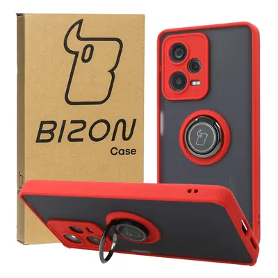 Etui z uchwytem na palec Bizon Case Hybrid Ring do Xiaomi Redmi Note 12 Pro+ 5G, przydymione z c