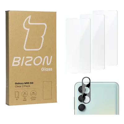 3x Szkło + szybka na aparat BIZON Clear 2 Pack do Galaxy M55 5G