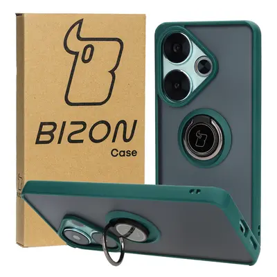 Etui z uchwytem na palec Bizon Case Hybrid Ring do Xiaomi Poco F6, przydymione z ciemnozieloną r