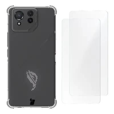 Etui + 2x folia Bizon Case Clear Pack do Asus ROG Phone 8 Pro, przezroczyste