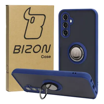 Etui z uchwytem na palec Bizon Case Hybrid Ring do Galaxy M34 5G, przydymione z granatową ramką