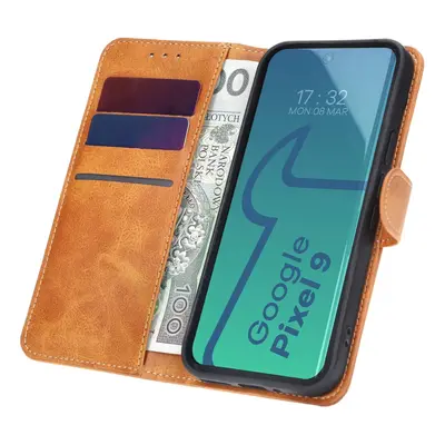 Etui z klapką Bizon Case Pocket do Google Pixel 9 / 9 Pro, brązowe