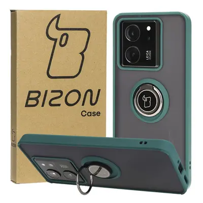 Etui z uchwytem na palec Bizon Case Hybrid Ring do Xiaomi 13T Pro / 13T, przydymione z ciemnozie