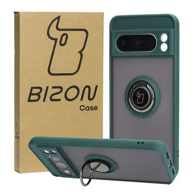 Etui z uchwytem na palec Bizon Case Hybrid Ring do Google Pixel 8 Pro, przydymione z ciemnozielo