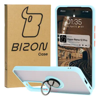 Etui z uchwytem na palec Bizon Case Hybrid Ring do Oppo Reno 12 Pro, przydymione z jasnoniebiesk