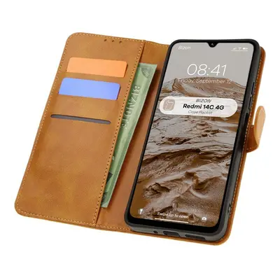 Etui z klapką Bizon Case Pocket do Xiaomi Redmi 14C 4G, brązowe