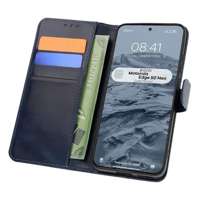 Etui z klapką Bizon Case Pocket do Motorola Edge 50 Neo, granatowe