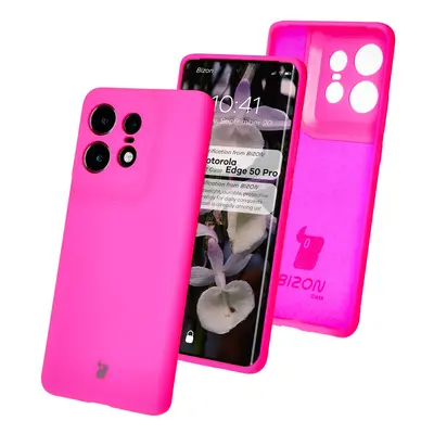 Silikonowe etui Bizon Soft Case do Motorola Edge 50 Pro, neonowo-różowe