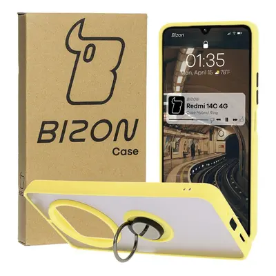 Etui z uchwytem na palec Bizon Case Hybrid Ring do Xiaomi Redmi 14C 4G / POCO C75, przydymione z