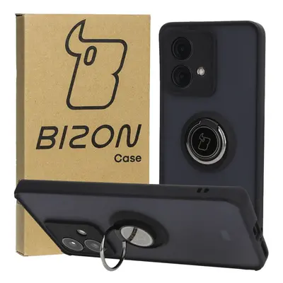 Etui z uchwytem na palec Bizon Case Hybrid Ring do Motorola Edge 40 Neo, przydymione z czarną ra