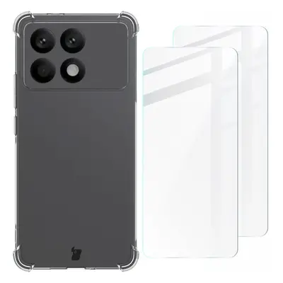 Etui + 2x szkło Bizon Case Clear Pack do Xiaomi Poco F6 Pro, przezroczyste