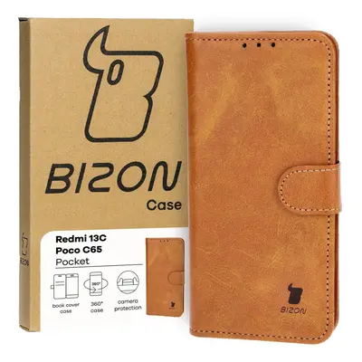 Etui z klapką Bizon Case Pocket do Xiaomi Redmi 13C / Xiaomi Poco C65, brązowe